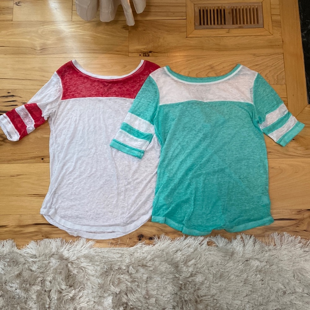 2 colored 1/4 sleeve Size M